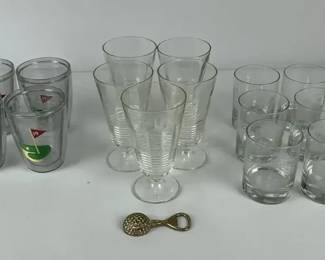 Vintage Glassware, Tumblers, Footed Glasses, Golf Theme