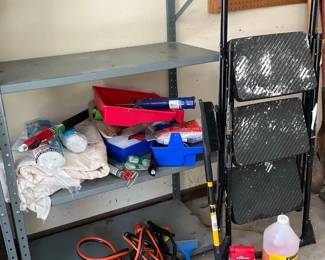 Metal Shelving, Step Ladder, Extension Cords Supplies