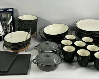 06 Noritake Colorwave Graphite Dinnerware Set Dansk Flatware
