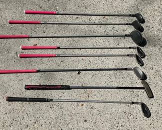 Assorted Golf Clubs Lot with Woods, Irons, and Putter