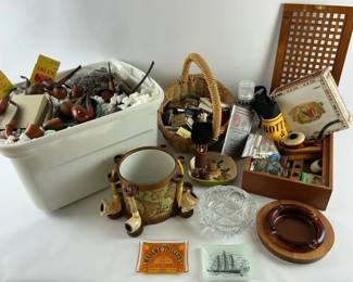 Large Vintage Pipe Tobacciana Lot Pipes Accessories Ashtrays Humidor Misc