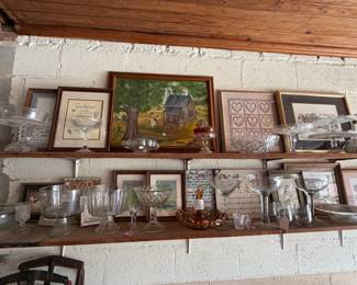 glass collectibles and serving pieces