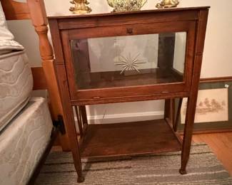end table with glass front storage