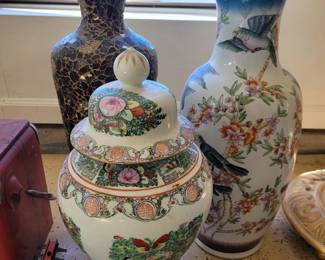 Large Vintage Asian Vases & Ginger Jar $45 Each 