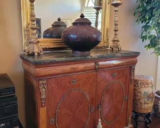 French Marble Top Gilt Cabinet $525