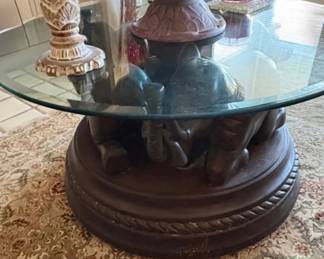 Elephants base glass table. Coffee table  $200