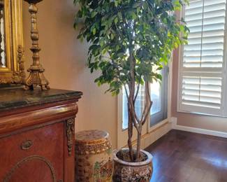 Tall Artificial Tree in Asian Planter $125