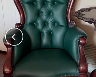 Green Vegan Leather Decorative Armchair $145