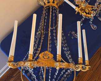 HUGE GILT & CRYSTAL PAIR OF SCONSES