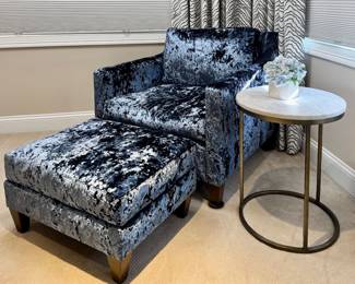 Ethan Allen Velvet Down Armchair & Ottoman