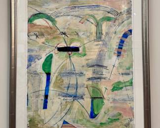 Abstract Acrylic Artwork, Signed Bjork