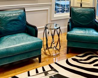 (2) Ethan Allen Leather Armchairs