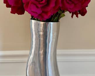 Abstract Vase with Faux Roses