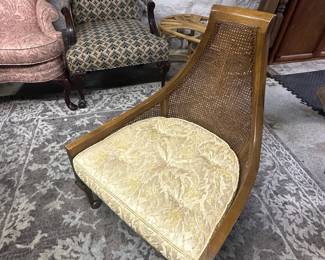 Pair of Mid-Century Cane Back Accent Chairs