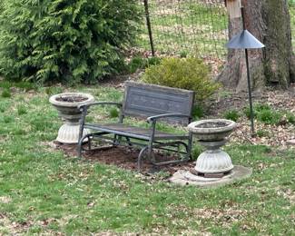 Vintage Cast Iron Glider Bench with Star Motif