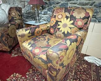 Vintage Floral Upholstered Club Chair