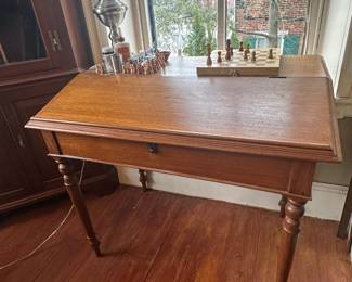 Antique Pine Writing Table with Drawer