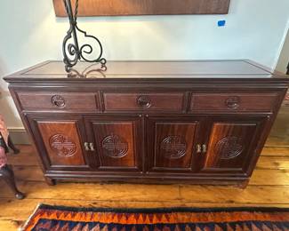 Chinese Rosewood Sideboard with Carved 'Shou' Motifs