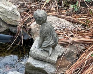 Vintage Child Fishing Statue