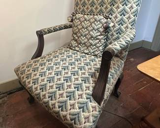 Victorian Ball & Claw Foot Upholstered Library Armchair