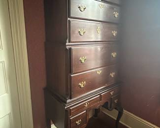 Henkel Harris Queen Anne Style Mahogany Highboy Dresser