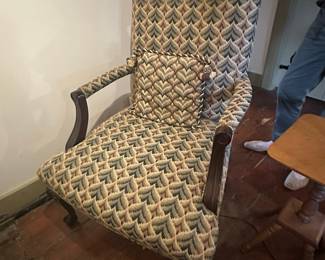 Victorian Ball & Claw Foot Upholstered Library Armchair