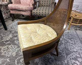 Pair of Mid-Century Cane Back Accent Chairs