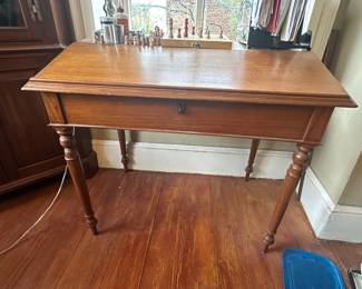 Antique Pine Writing Table with Drawer