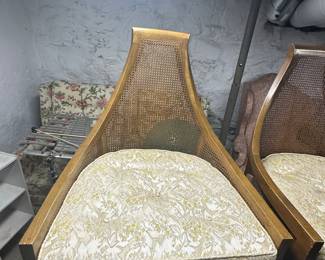Pair of Mid-Century Cane Back Accent Chairs