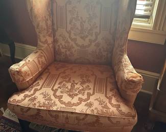 Toile Print Wingback Armchair by Century Furniture Co.