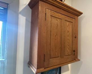 Antique Oak Wall-Mounted Medicine Cabinet