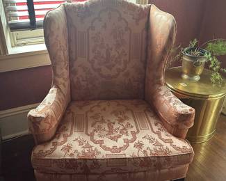 Toile Print Wingback Armchair by Century Furniture Co.