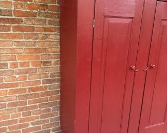 Antique Red Painted Pine Jelly Cabinet Cupboard