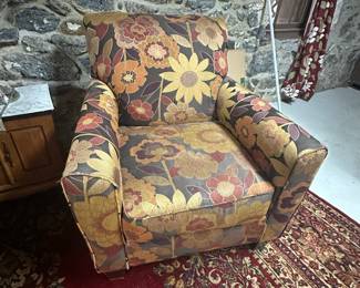 Vintage Floral Upholstered Club Chair