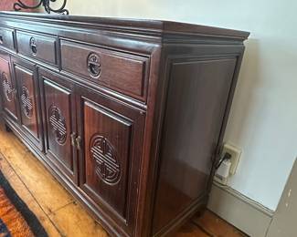 Chinese Rosewood Sideboard with Carved 'Shou' Motifs