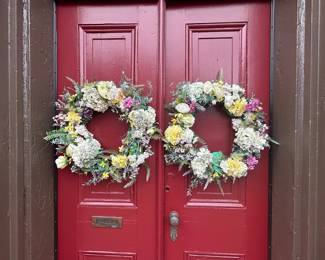 Artificial Floral Wreaths with Hydrangeas, Roses, and Ferns
