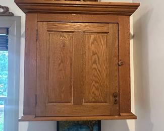 Antique Oak Wall-Mounted Medicine Cabinet