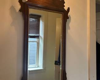 Chippendale Style Marquetry Inlaid Looking Glass Mirror
