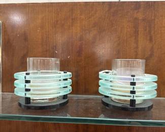 Postmodern Architectural Stacked Glass Votive Holders