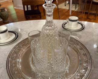 intage Crystal Decanter and Glassware Set,