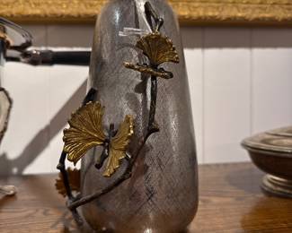 Michael Aram Ginkgo Leaf Textured Silver-Tone Vase