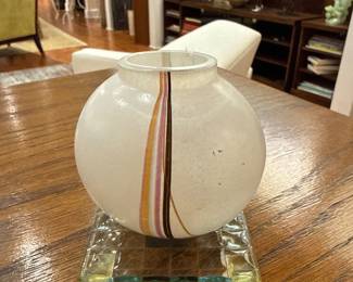 Postmodern Frosted Art Glass Orb Vase