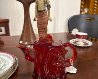 Vintage Ruby Red Resin Teapot