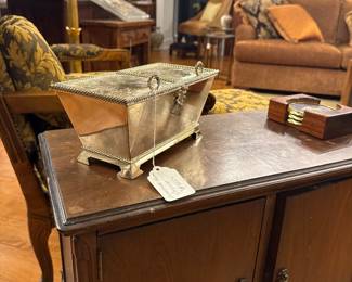Ornate Footed Silvertone Casket / Tea Caddy