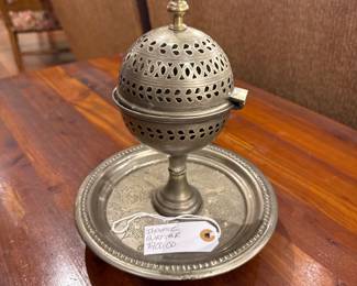Vintage Pierced Brass Pedestal Incense Burner