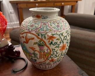 Famille Rose Crackle Glaze Ginger Jar