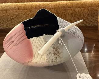 Mixed-Texture Studio Pottery with Bone-White Inlay: