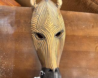 Hand-Carved African Zebra Mask
