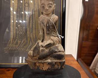Antique-Style Carved Wood Buddha