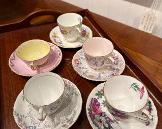 Assorted Fine Bone China English Teacup and Saucer Collection